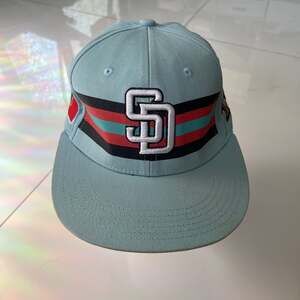 San Diego Padres MLB Light Blue Striped Logo Hat Cap